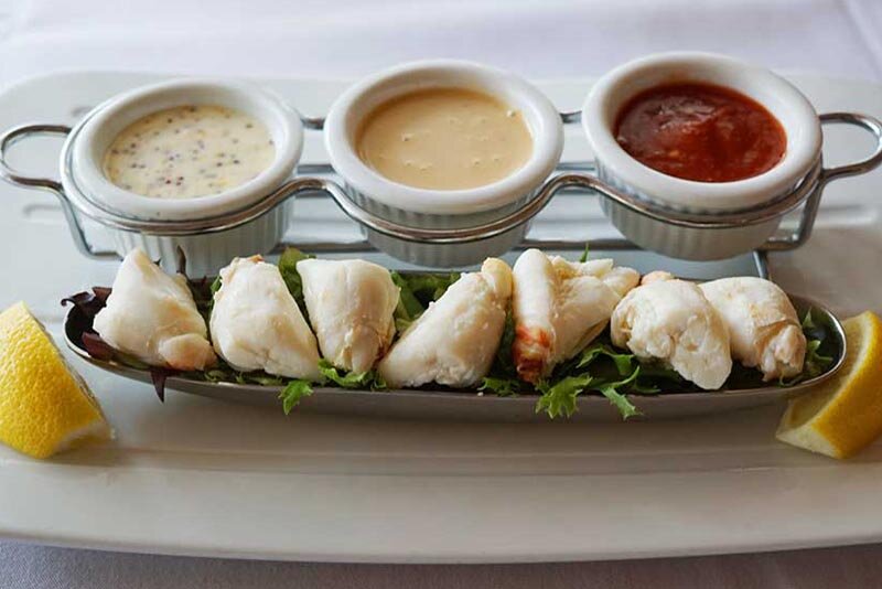 Seafood appetizer with dipping sauces