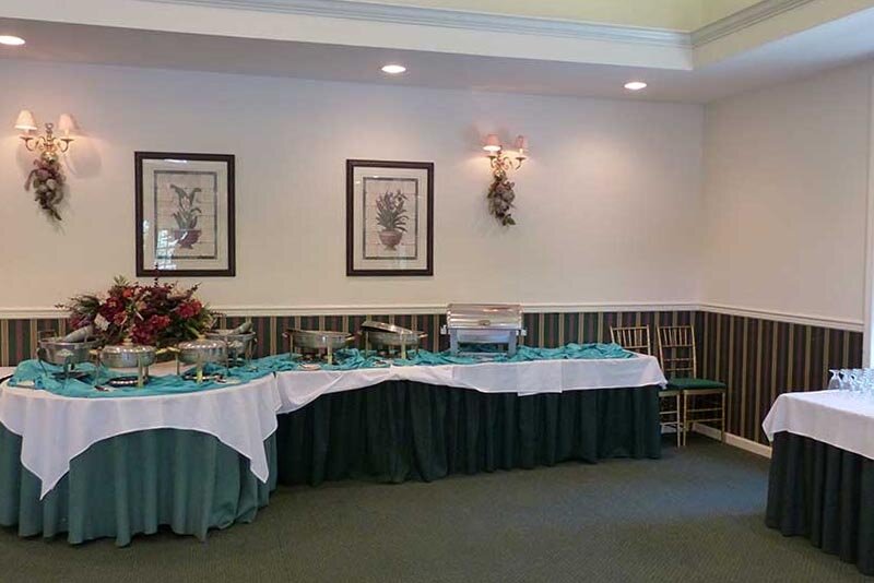Ballroom with buffet table