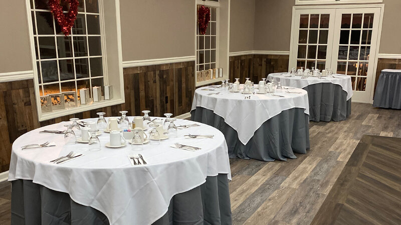 Banquet room with round tables